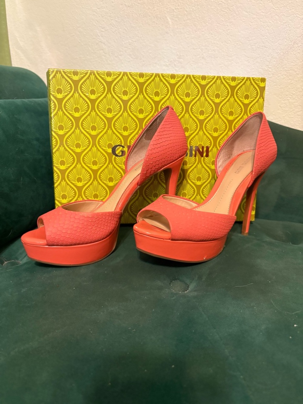 Designer Coral Peep-Toe Platform Heels - Women's